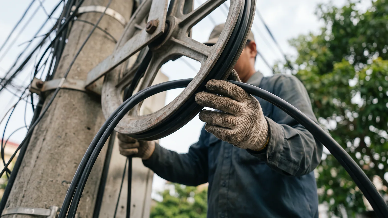Bước 4: Kéo hoặc treo cáp thế nào để không làm hỏng sợi?