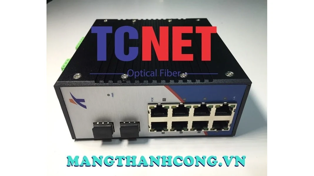 Converter quang PoE cho camera IP: cách chọn công suất và sơ đồ đấu nối 14 Bộ chuyển đổi quang điện PoE công nghiệp Wintop YT-RS2010-2GF8GT-AT gắn DIN-rail