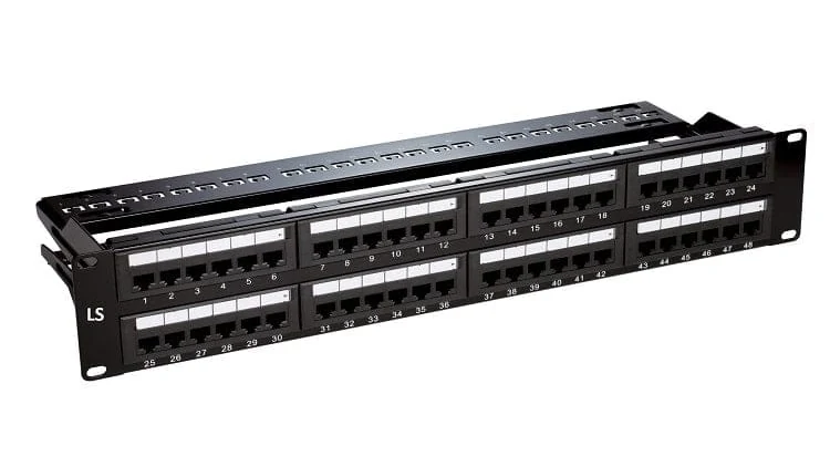Patch panel là gì? Cách chọn và đấu nối patch panel Cat6 24 port 10 Patch panel LS Solution 48 cổng Cat5e gắn tủ rack 19 inch
