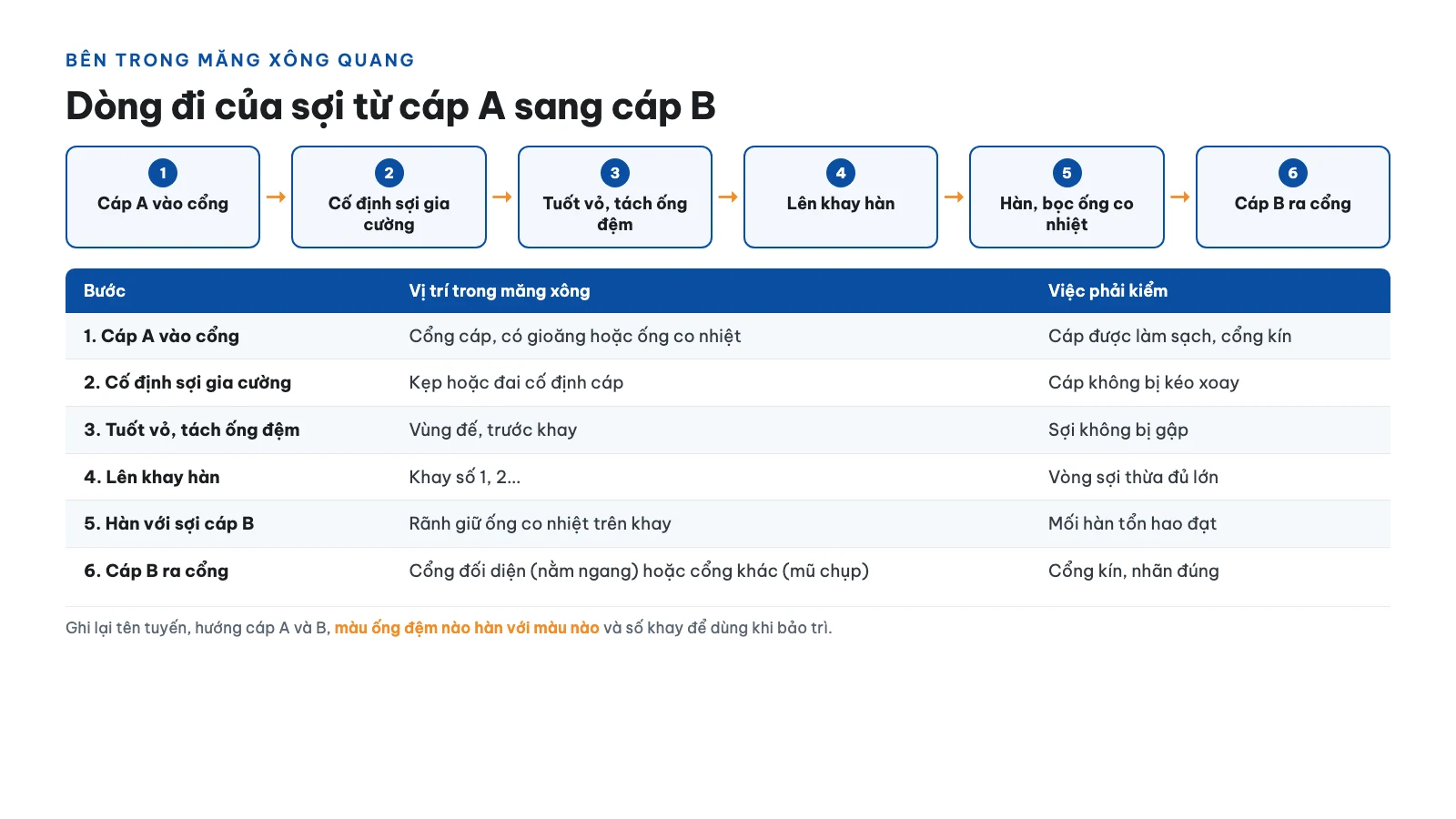 Sơ đồ đấu nối bên trong măng xông quang trông như thế nào?